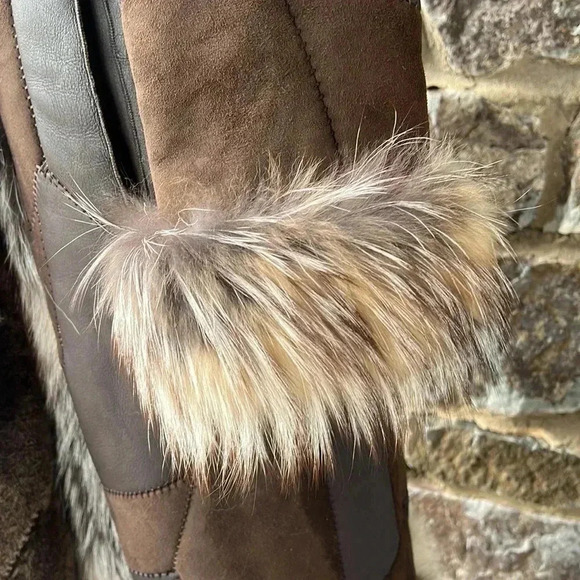 Escada Leather Fur Lined Maxi Coat size 36 - Picture 6 of 16